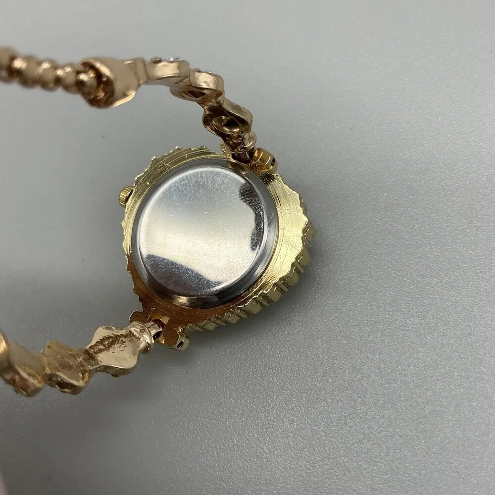 MOP Dial Womens Watch 28mm Gold Tone Heart Crystal Bolo Adjustable Bracelet